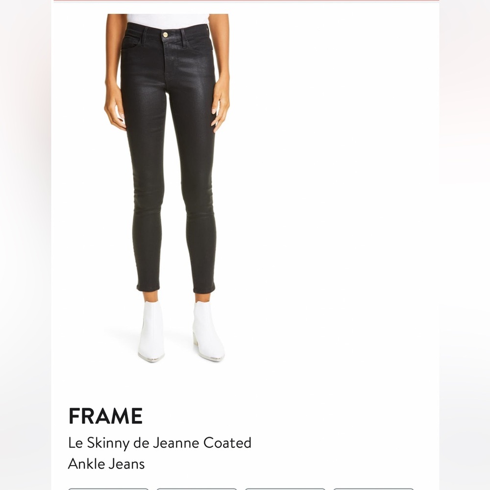 FRAME DENIM “Le Skinny de Jeanne” Black Coated Ankle Skinny Jeans 27